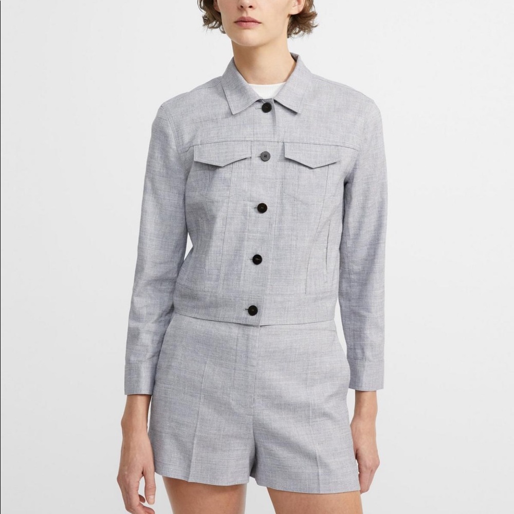 Theory Jean Jacket In Textured Good Linen